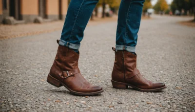 Les Boots Motardes et Bottines Western : Style rebelle en cuir solide